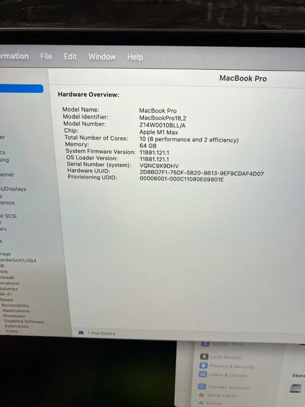 Apple MacBook Pro 16" A2485 | M1 Pro 2.60GHz CPU | 1TB SSD | 32GB RAM