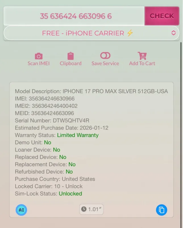Apple iPhone 17 Pro Max Silver 512GB UNLOCKED With Warranty (Open Box)
