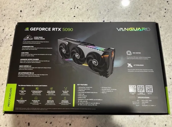 MSI GeForce RTX 5090 32GB VANGUARD SOC GDDR7 Graphics Card
