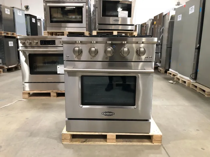 COSMO 30 in. Gas Range, 4 Burners, Stainless Steel (OPEN BOX, COSMETIC IMPERFECTIONS)